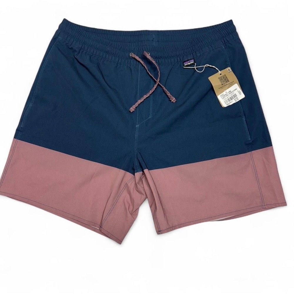 Patagonia Hydropeak Volley Shorts Mens M Santa Cruz Block Evening Mauve Navy New